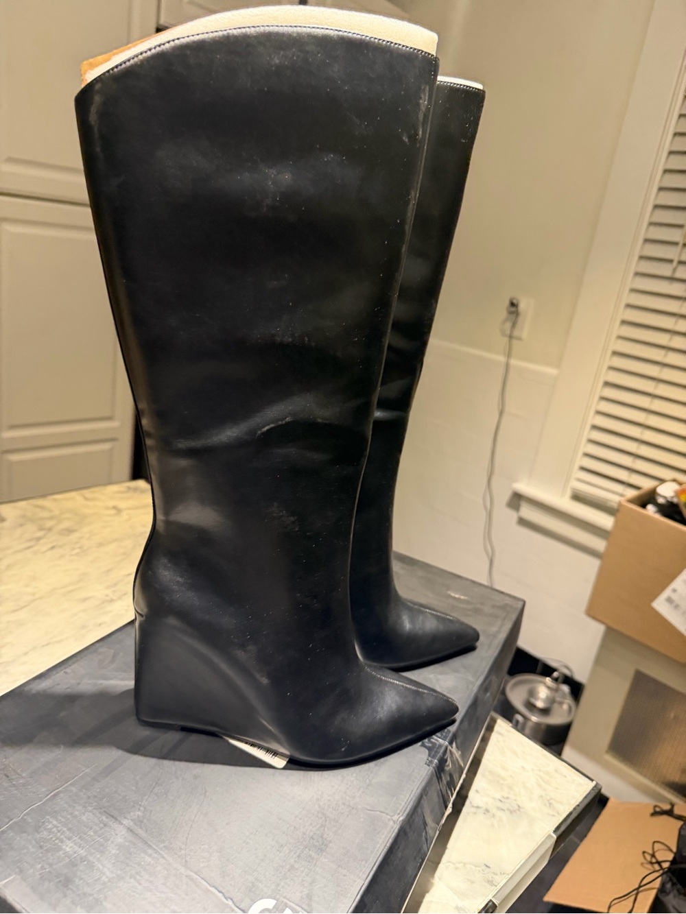 INC International Concepts Black Over-the-Knee Pointed Toe Boots women 10 m - Picture 3 of 8